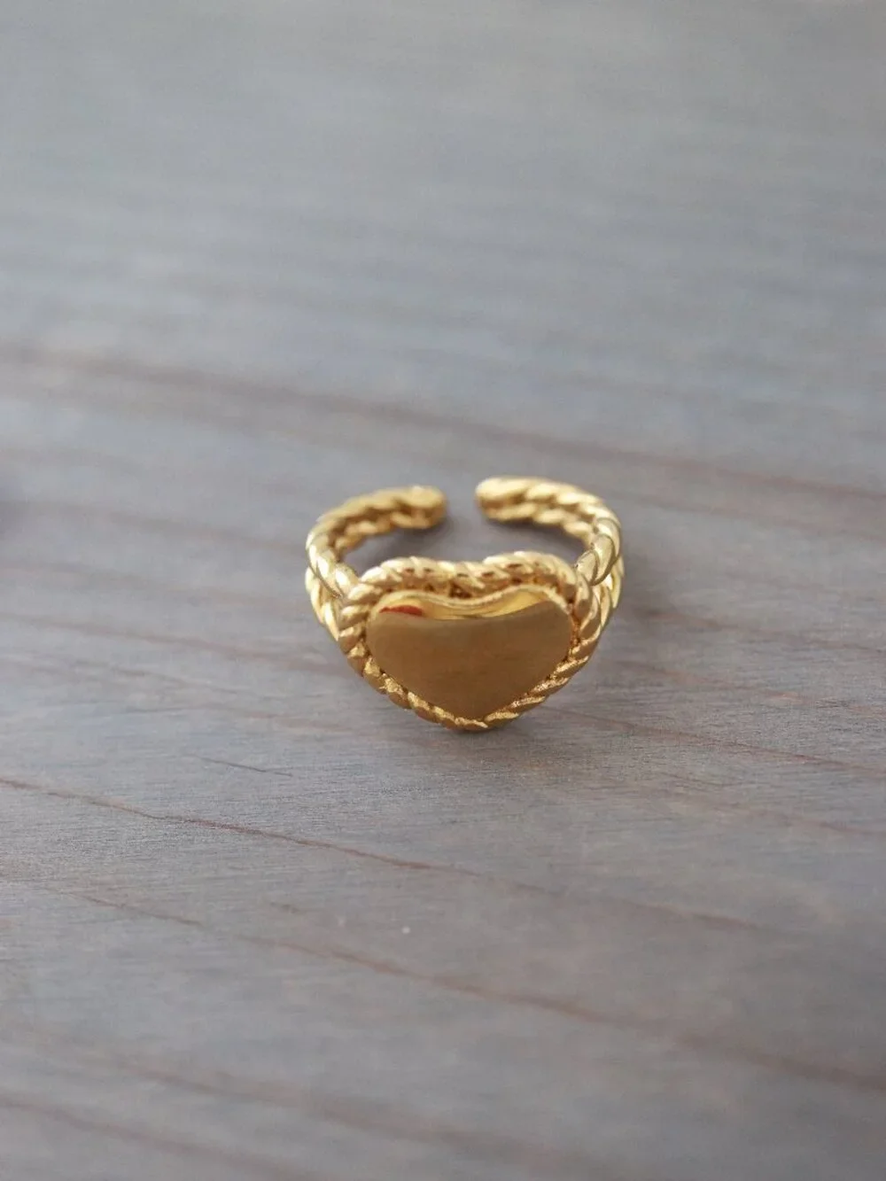 Heart Shape Cuff Ring 18k Gold Plated Stainless Steel